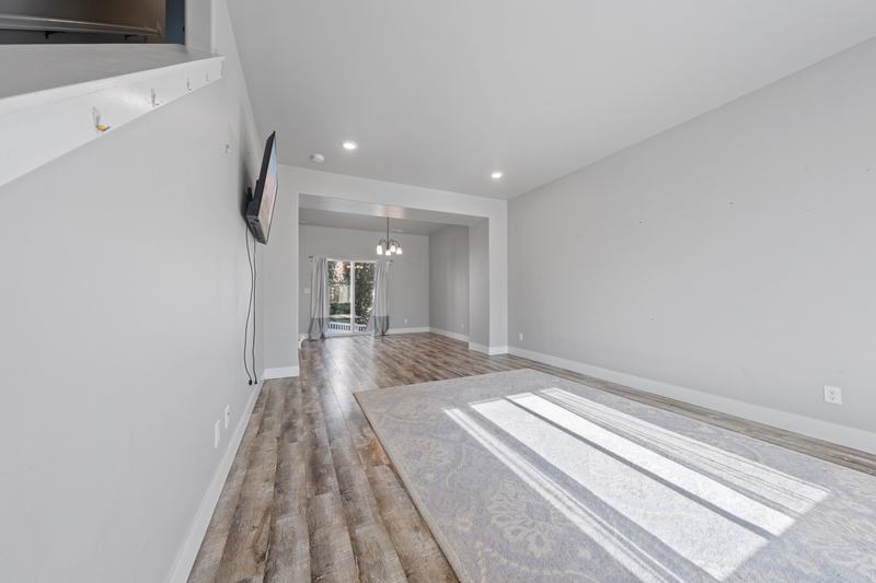 Dining area and living room