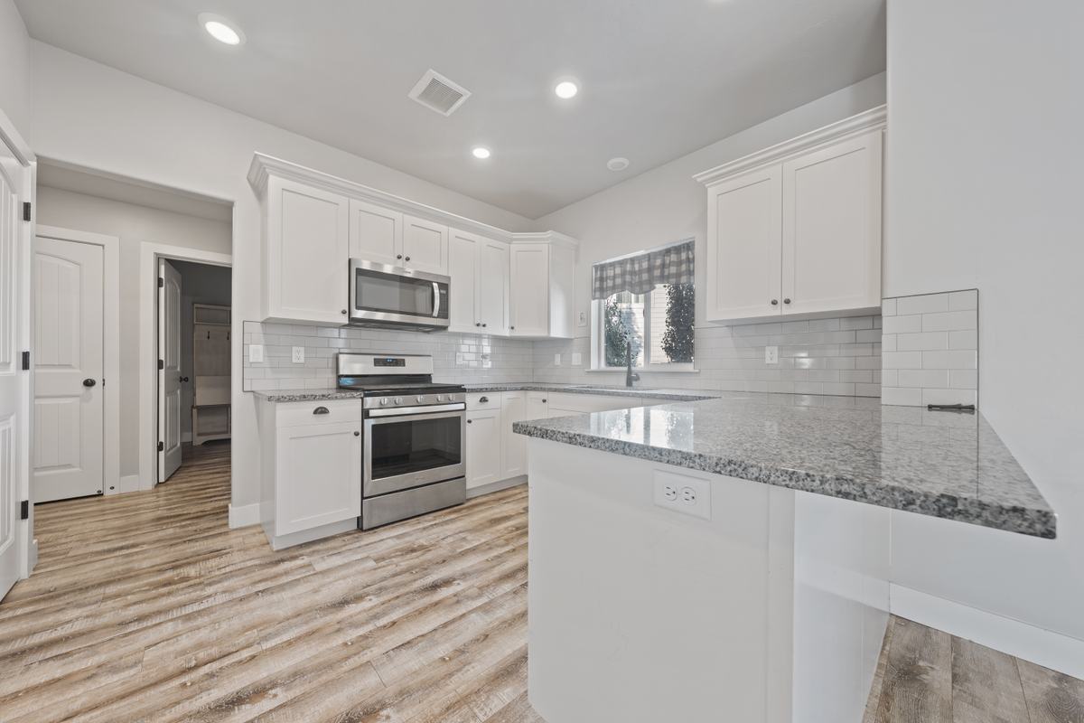 Kitchen cabinets and island
