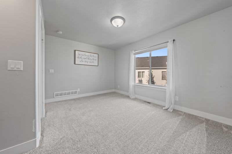 Bedroom, carpet and light