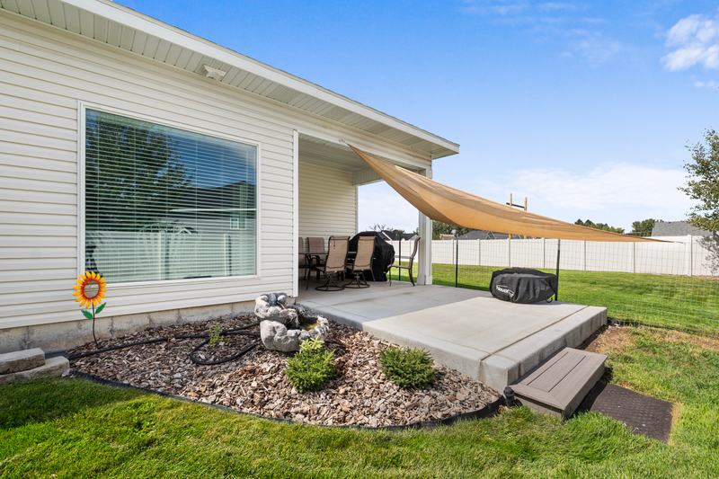 Covered patio and shade sail